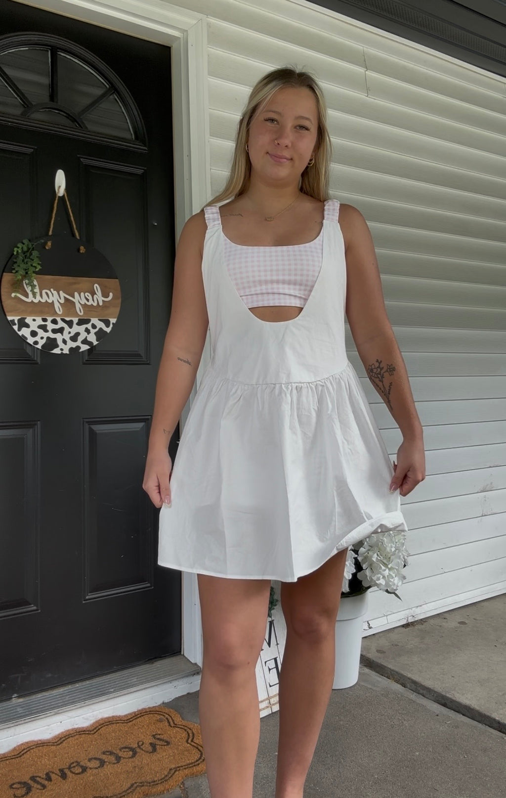 Pink picnic mini dress
