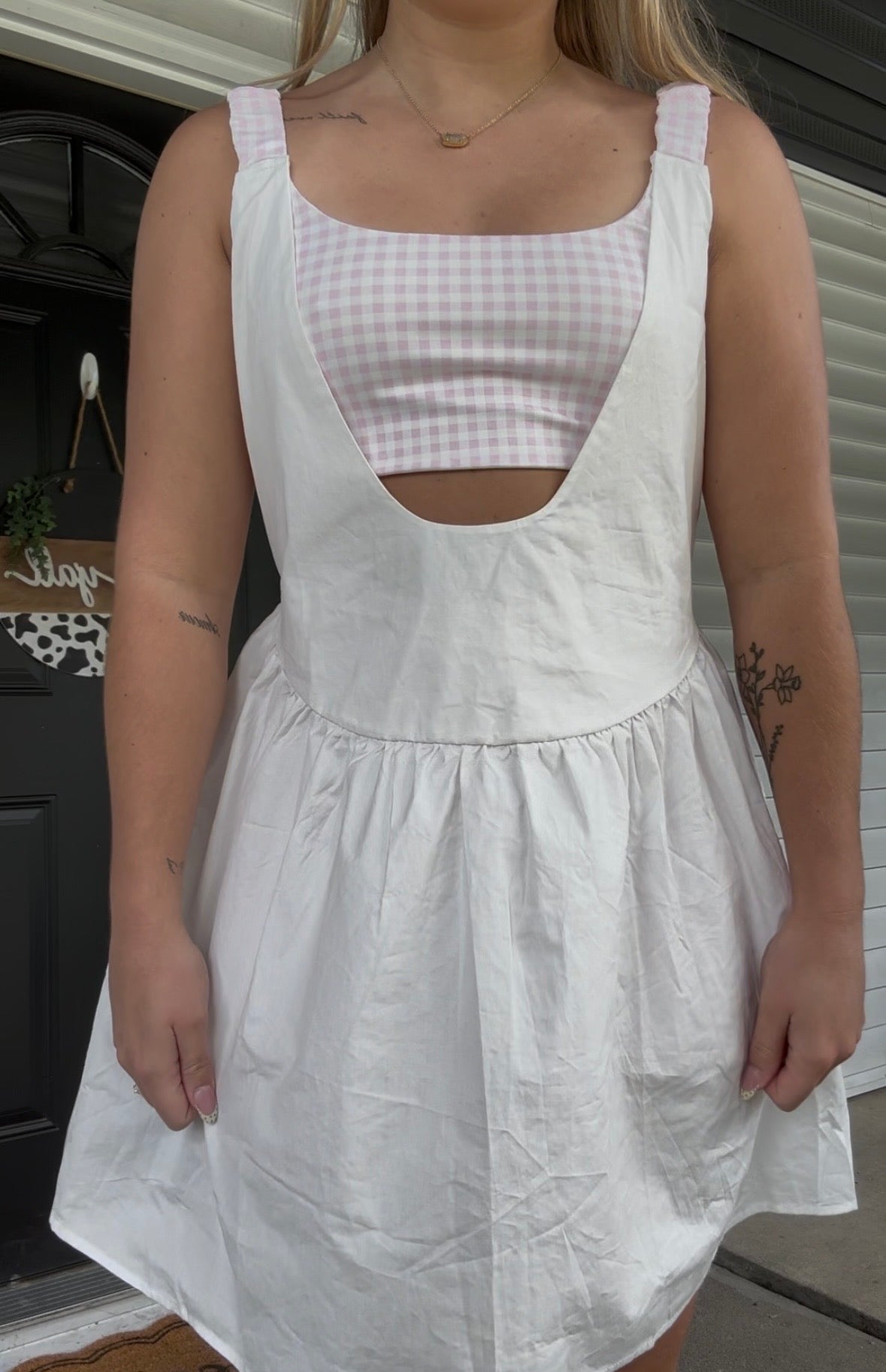 Pink picnic mini dress